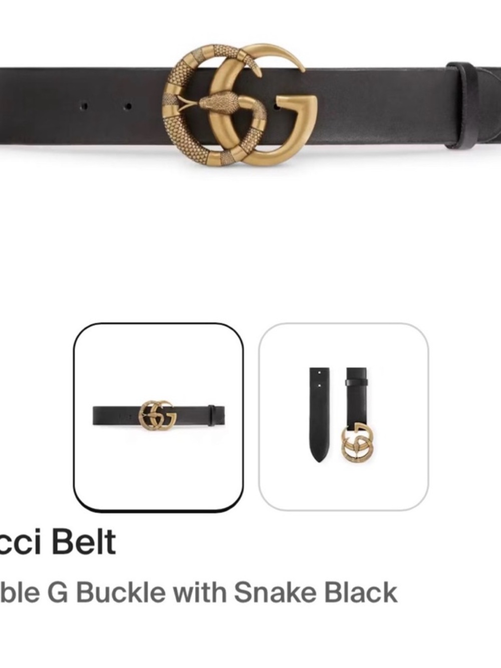 Gucci Black Leather Belt with Gold Snake Double G Buckle
